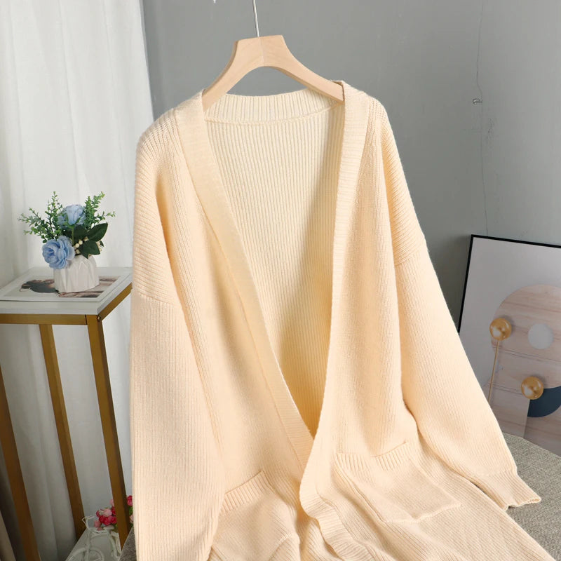 Vintage Long Cardigan for Women ,Sweater Open Stich Autumn Winter, Thick Warm Women Jacket