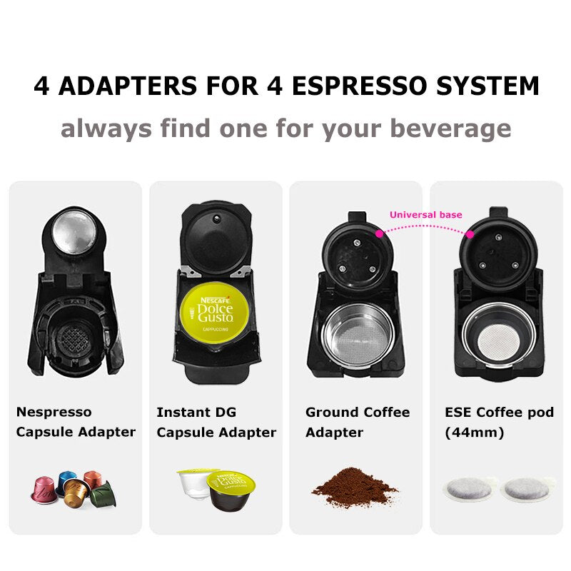 Multi-Capsule Expresso Coffee Machine with Stainless Steel Hot and Cold Milk Frother