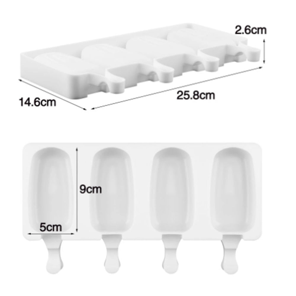 Modern kitchen, comfort and elegance, tools and more  4 Cell Big Size Silicone Ice Cream Mold DIY Homemade Dessert Freezer Fruit Juice Ice Pop Maker Mould