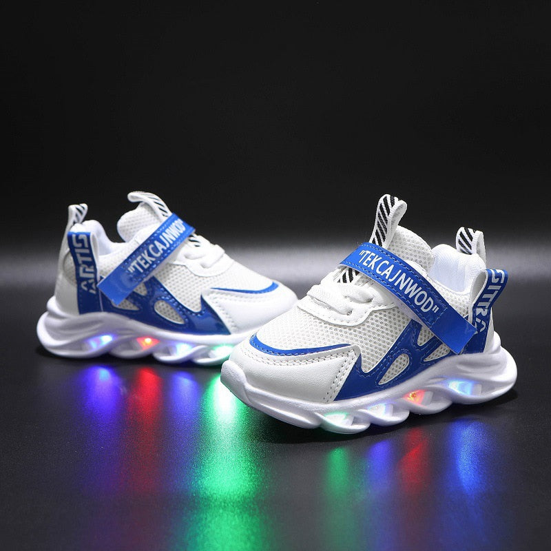 Size 21-30 New LED Children ,Boys Lighting Running Shoes Kids Breathable Mesh Sneakers