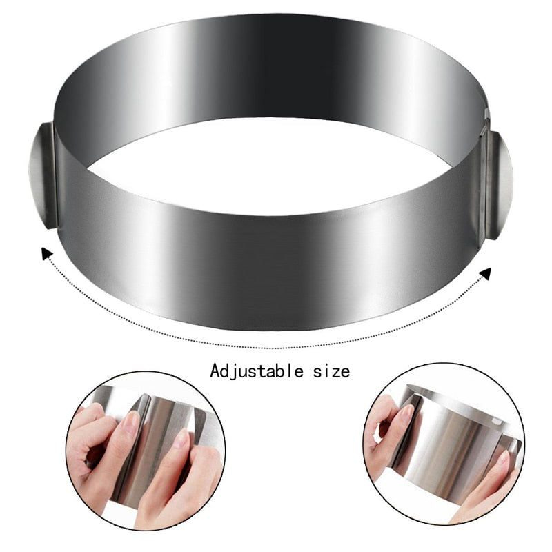 Modern kitchen, comfort and elegance, tools and more   Food Grade Stainless Steel Adjustable Cake Pan Retractable Circle Mousse Ring Mould Baking Tool Set Cake Mold Bakeware