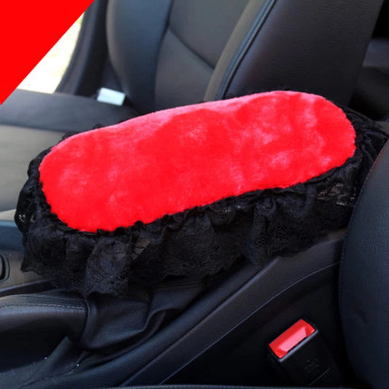 Plush Car Steering Wheel Cover Seat Belt Shifter Hand Brake Covers Set Armrest Hanging Pillow Tissue Box Neck Pillows