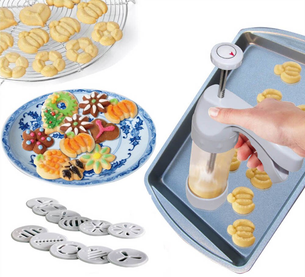 Modern kitchen, comfort and elegance, tools and more Baking Pastry Tools Cookie Mold Press Gun 12 Flower Shape + 6 Pastry Tips Biscuit Cookie Cutter DIY Cake Cookie Making Machine