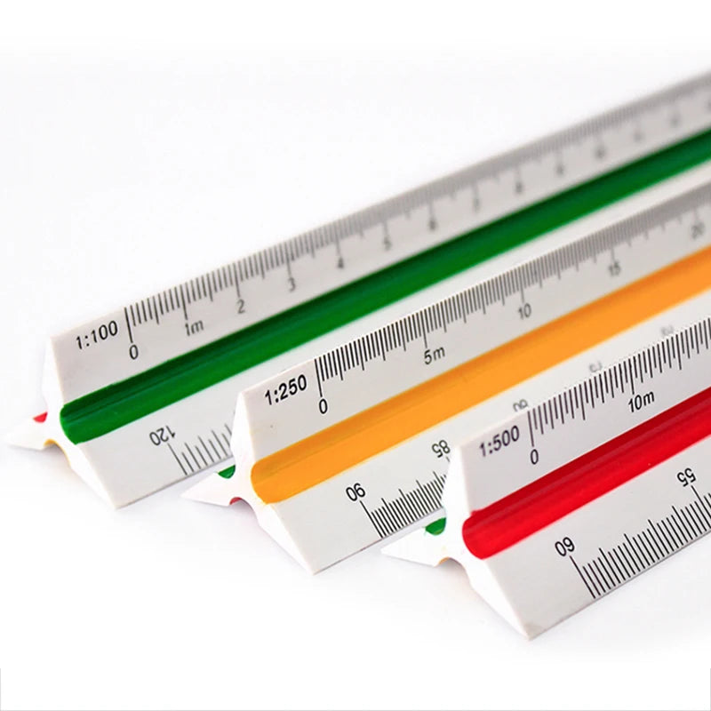 Triangular Scale Ruler 1:20-1:500 Alloy/Metal/Plastic Straight Ruler 30cm Architect/Engineer Accurate Drafting Measure Tool