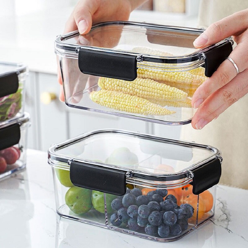 Modern kitchen, comfort and elegance PP+TRP Seal Box Kitchen Fridge Food Container Lunch Box Multi Capacity Save Space Fresh Vegetable Fruit Storage Boxes