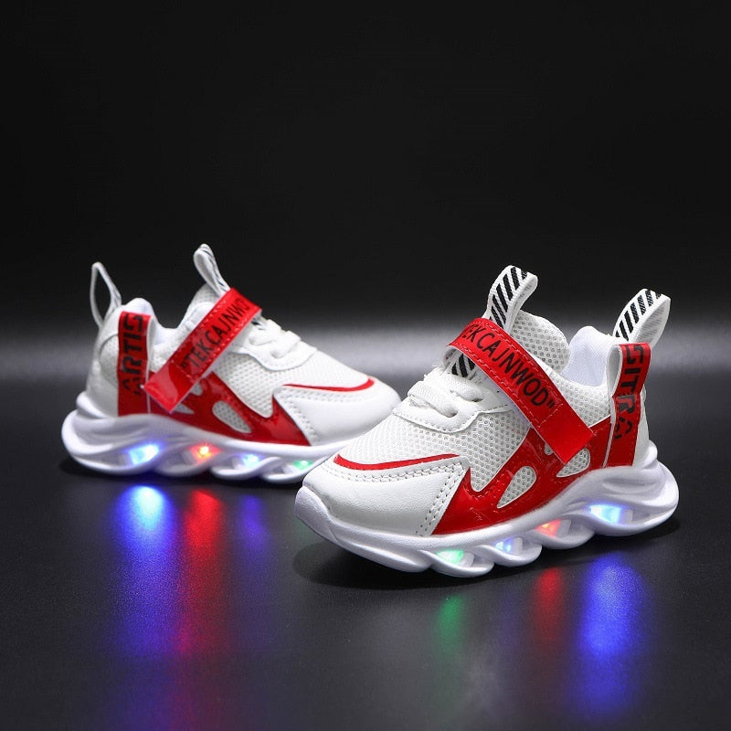 Size 21-30 New LED Children ,Boys Lighting Running Shoes Kids Breathable Mesh Sneakers