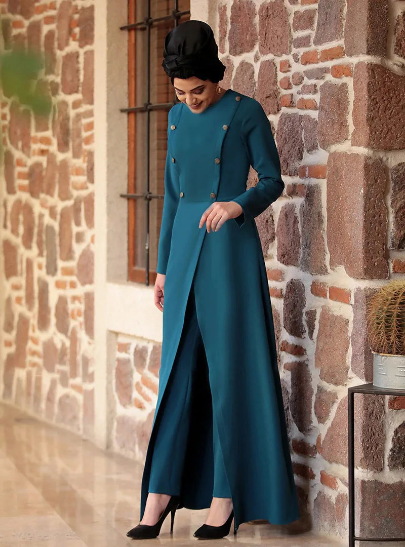 RETAL STAYL turkey muslim ,2 piece set women abaya long dress and pants outfits ,suits islamic clothing