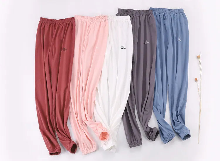 Pajama Pants 100% Cotton, Womens Sleep Bottoms Knitted ,Cotton Summer ,Home Pants Ladies Trousers