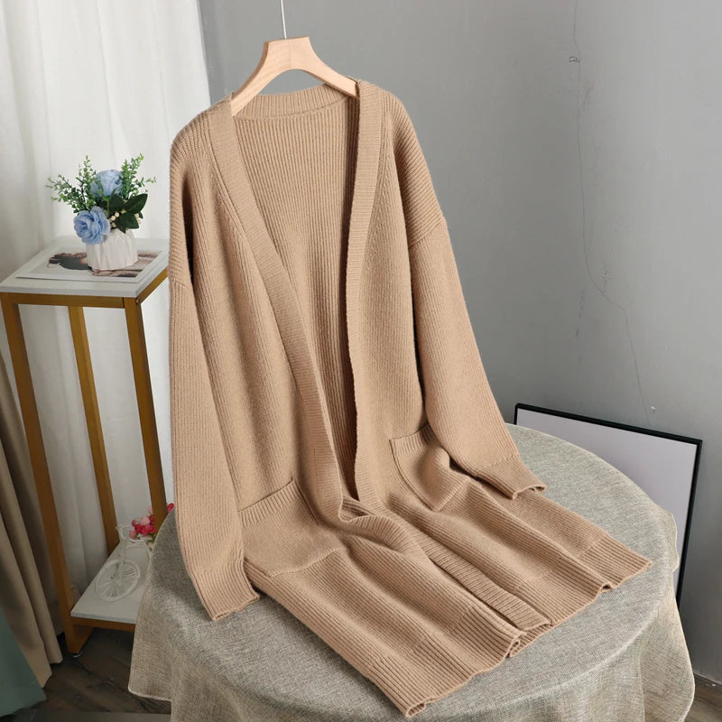 Vintage Long Cardigan for Women ,Sweater Open Stich Autumn Winter, Thick Warm Women Jacket