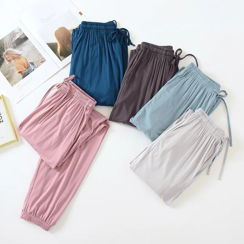 New style home service ladies pants spring and summer thin modal loose large size solid color home pants women bottoms