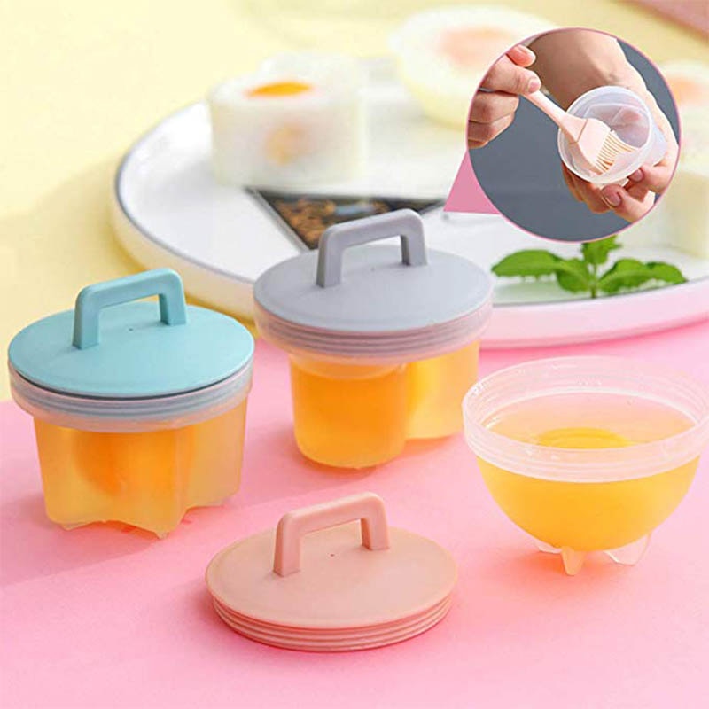 Modern kitchen, comfort and elegance, tools and more 4 Pcs/Set Cute Egg Cooker Tools With Brush Plastic Egg Boiler Poacher For Kid Baking Egg Mold Maker Kitchen Accessories