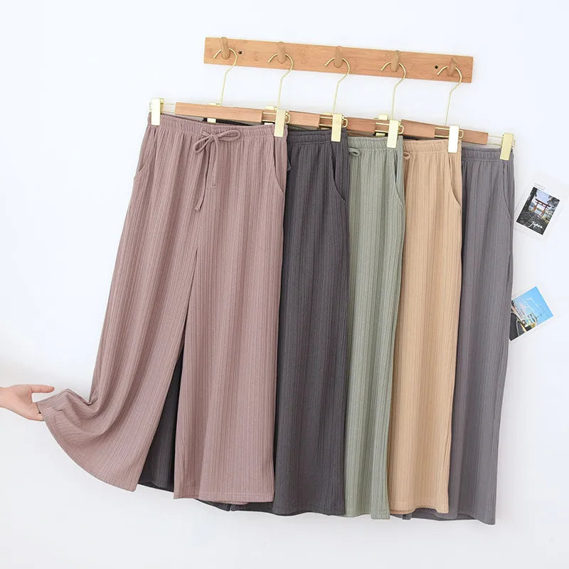 Wide Leg Pants Women's Cropped Pants Thin Shorts Various Colors Large Size Pants pajama