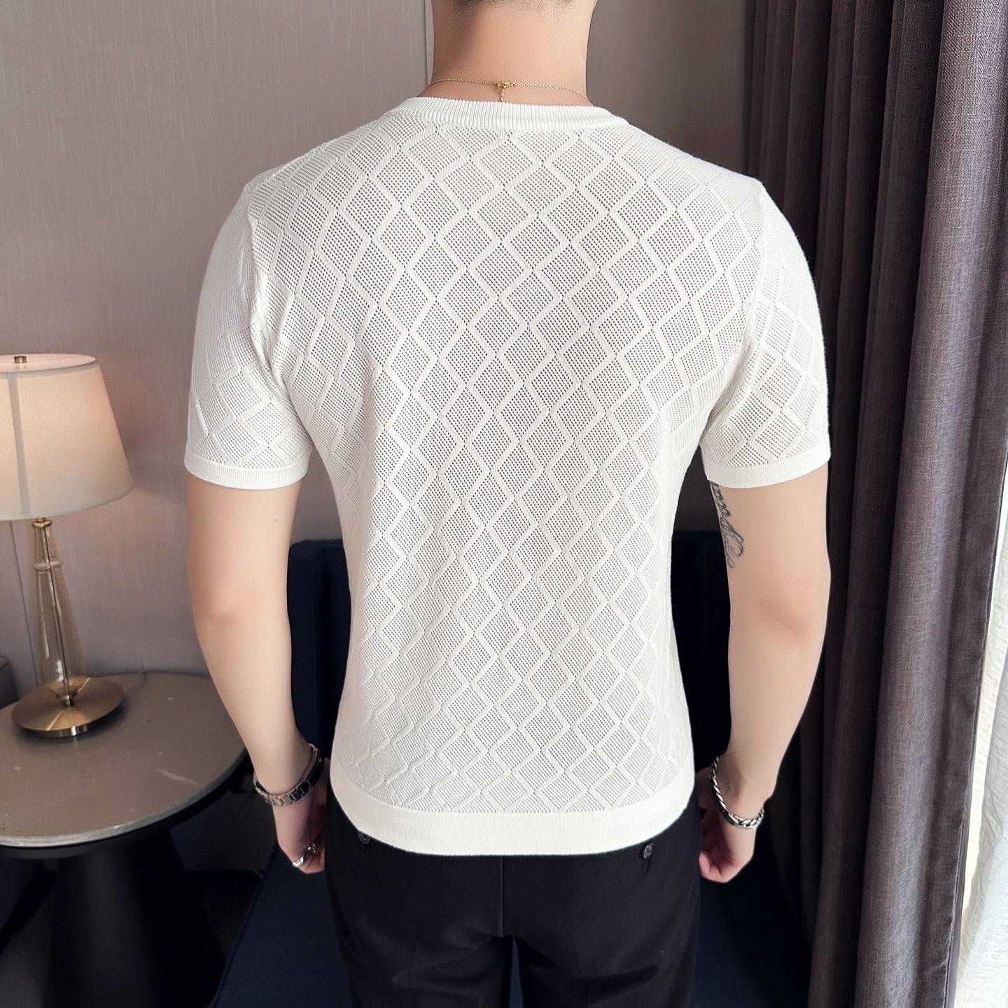 style men's ice silk knit t-shirt