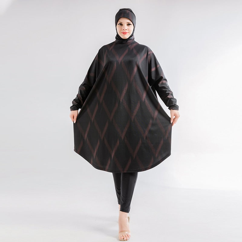 Muslim Swimwear Women Hijab Modest Burkini Swimsuit With Skirt Full Cover Ups For Swimming Suit Islamic Long Sleeve Swim Bathing