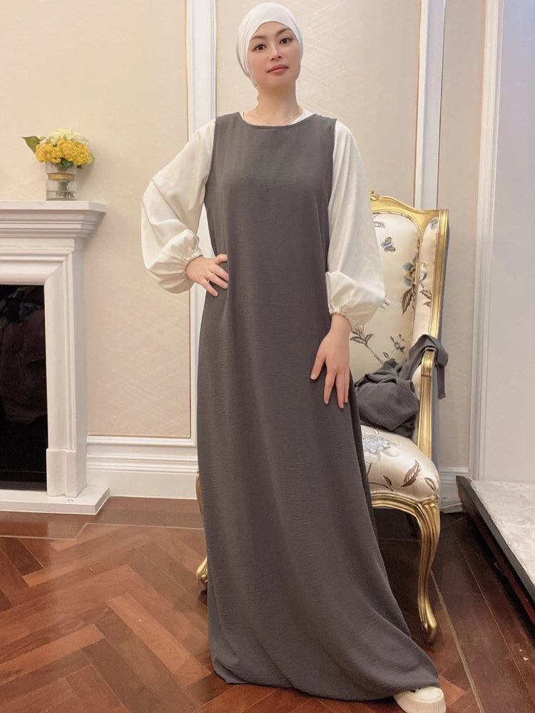 RETAL STYLE Jilbab 2 Piece Set Extra-Long Overhead Abaya + Sleeveless Dress Islamic Clothing