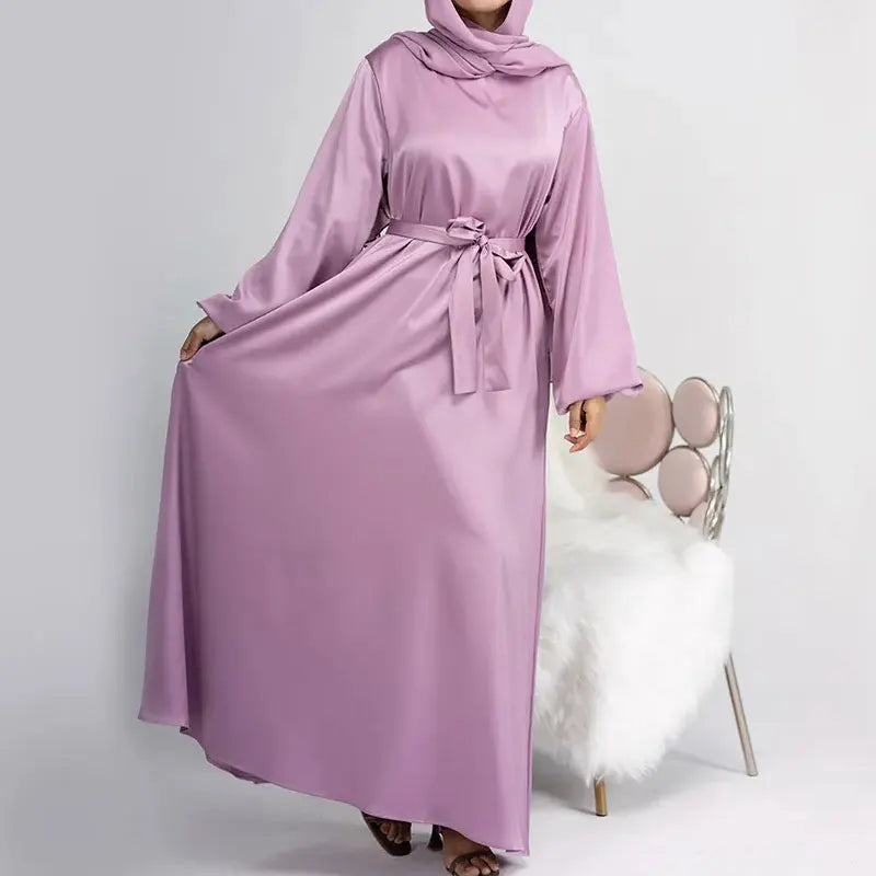 RETAL STYLE Satin Abaya Closed Hijab Dress Turkey Muslim