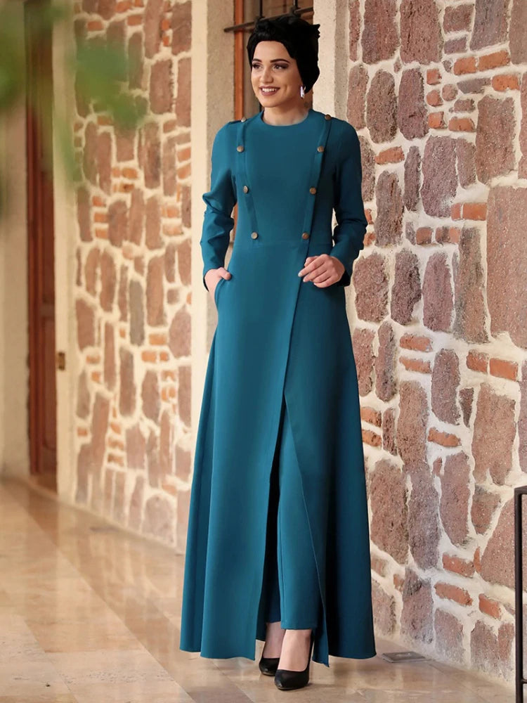 RETAL STAYL turkey muslim ,2 piece set women abaya long dress and pants outfits ,suits islamic clothing