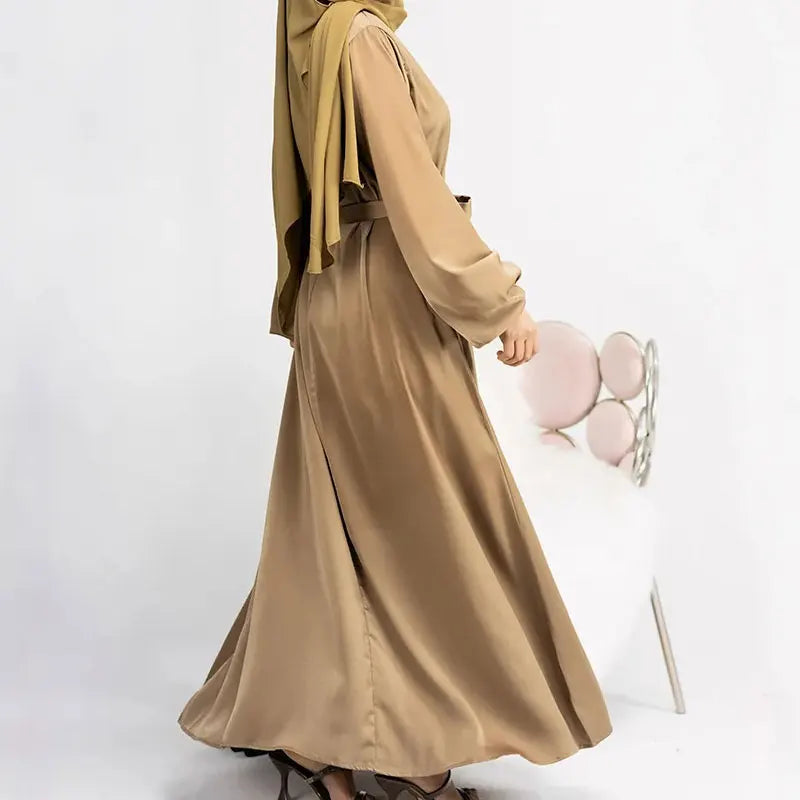 RETAL STYLE Satin Abaya Closed Hijab Dress Turkey Muslim