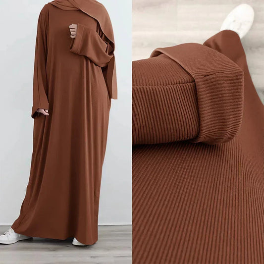 RETAL STYLE Knit Abaya for Women Muslim Winter Clothes Turkey Outfit Ramadan Eid Kaftan