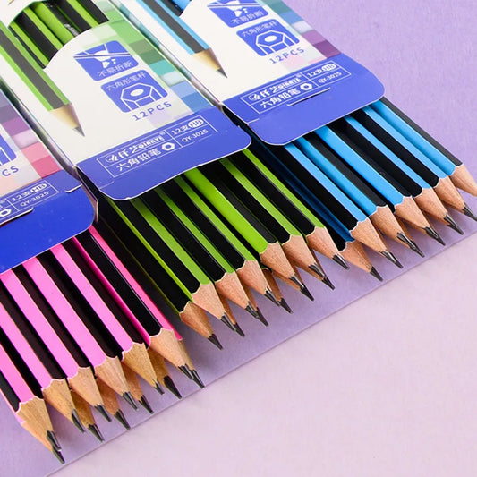 12Pcs /Lot Ordinary Pencil Wooden Lead Pencils 2B/HB Pencil With Eraser