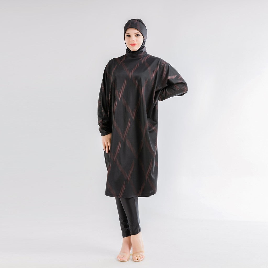 Muslim Swimwear Women Hijab Modest Burkini Swimsuit With Skirt Full Cover Ups For Swimming Suit Islamic Long Sleeve Swim Bathing