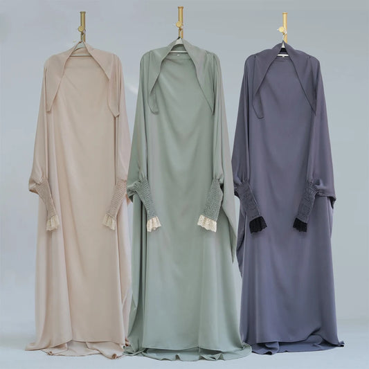 RETAL STYLE Satin Jilbab Prayer Clothes Women Islamic Dresses Abaya