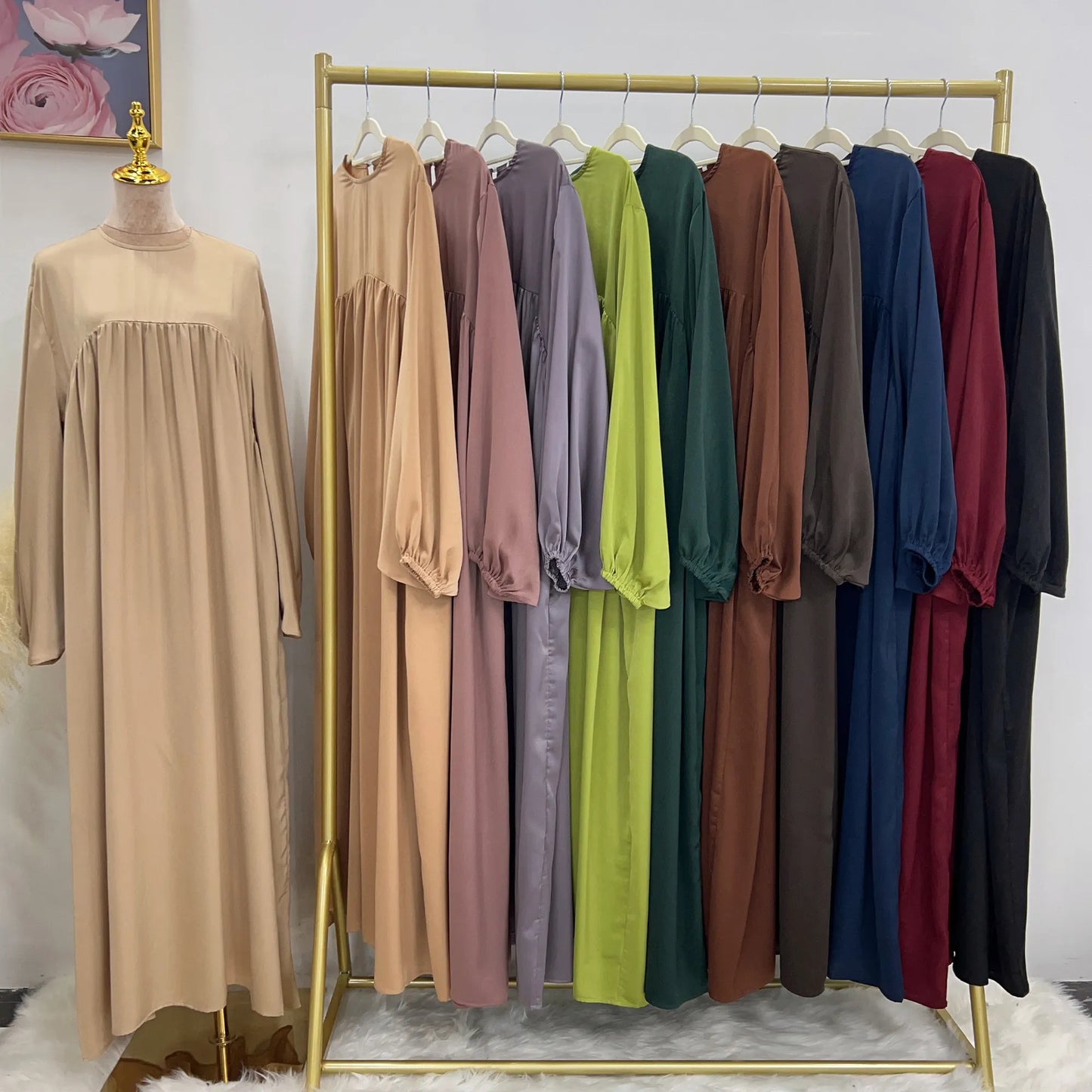 RETAL STYLE Abayas Bishop Sleeves Muslim Woman Clothing Maxi Dresses