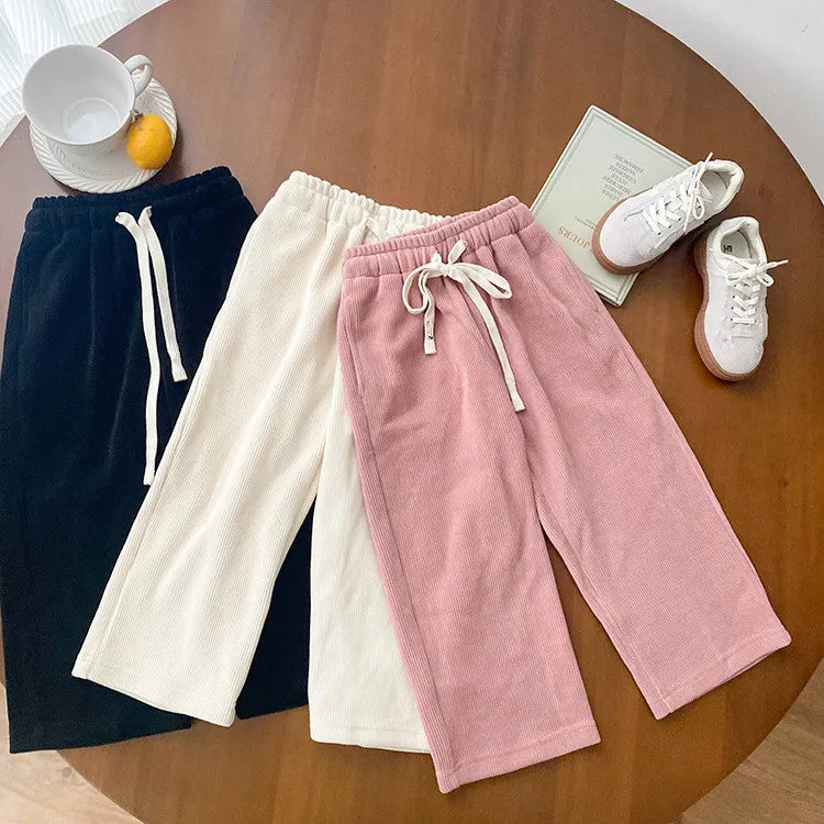 New Light Luxury, Fashion Kids, Trousers Girls Comfortable, Casual Corduroy Strait Pant Boutique Clothing