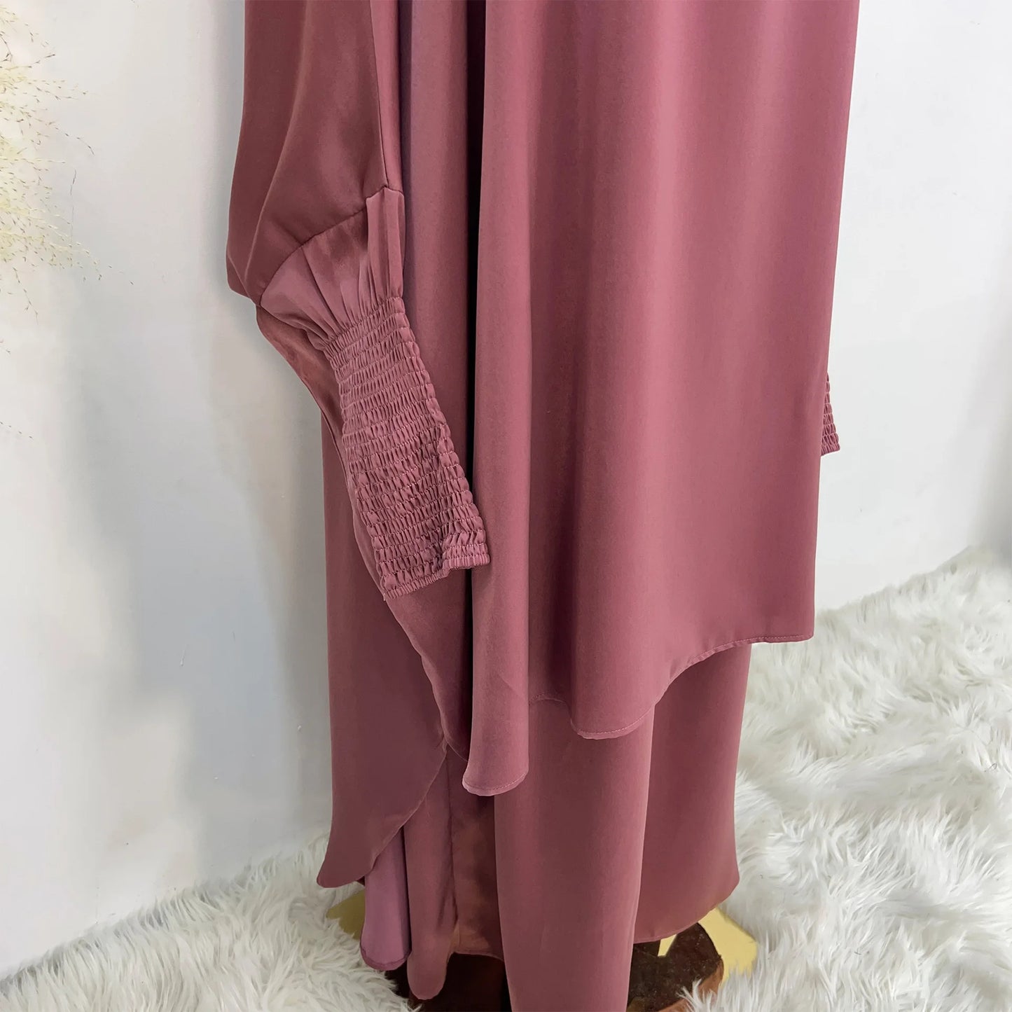 RETAL SRYLE Jilbab 2 Piece Set Silky Satin Prayer Clothes