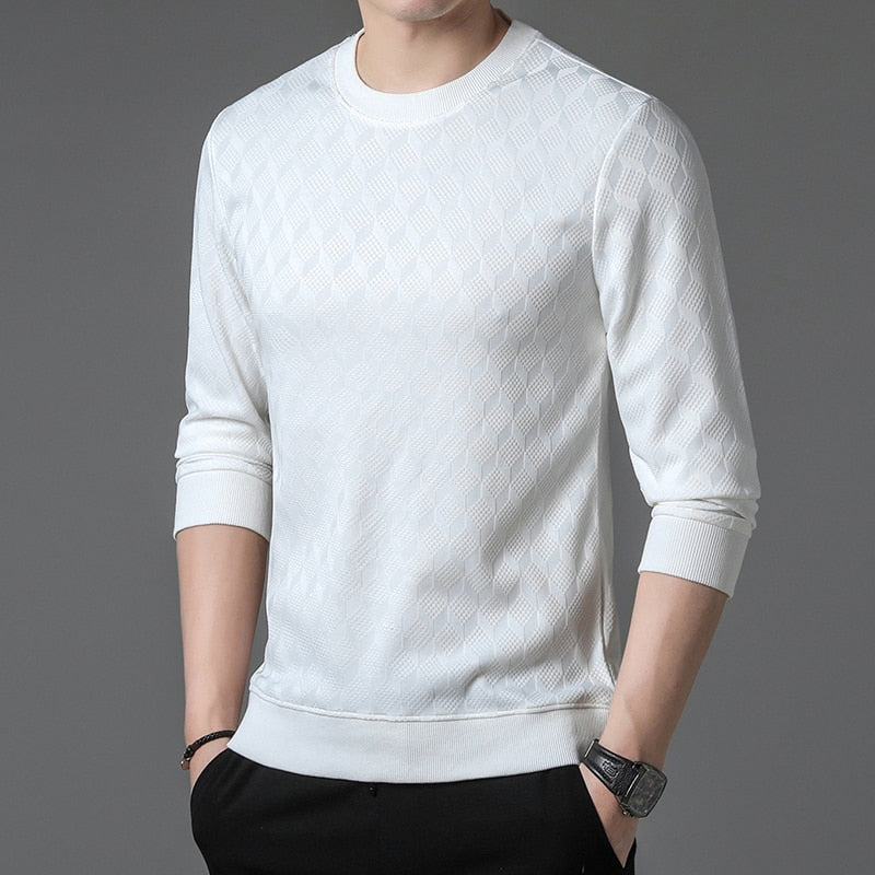 Men's Spring and Autumn Solid Color Loose O-Neck Pullover Sweater