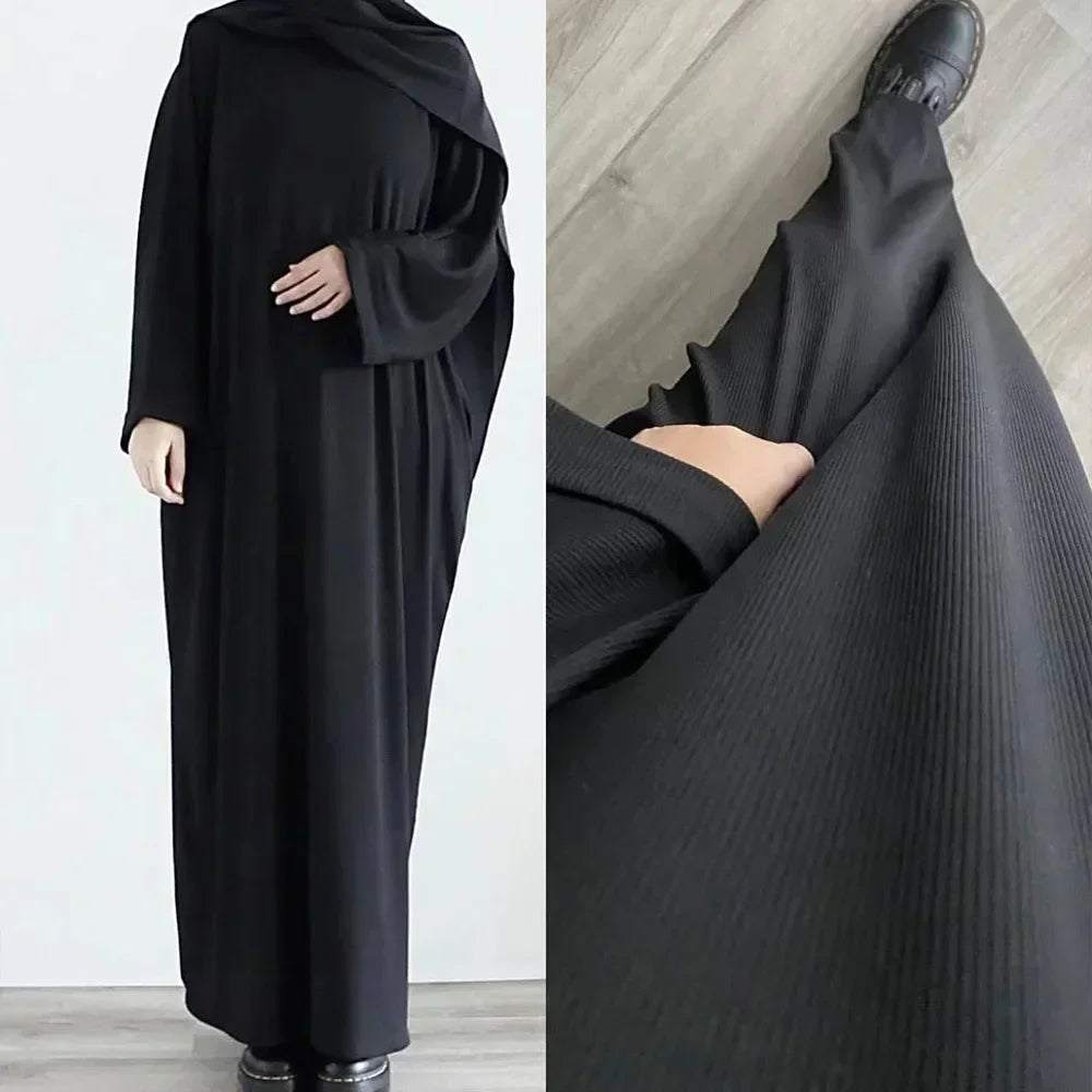 RETAL STYLE Knit Abaya for Women Muslim Winter Clothes Turkey Outfit Ramadan Eid Kaftan