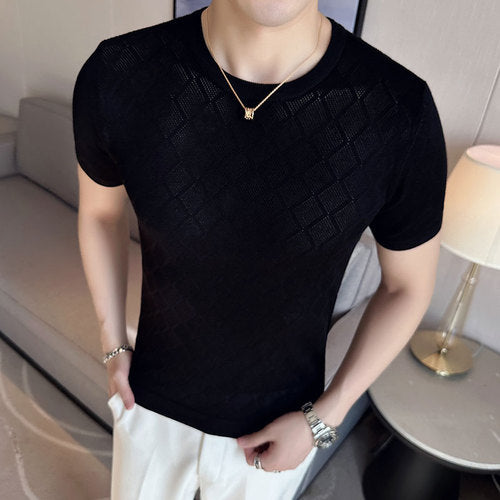 style men's ice silk knit t-shirt