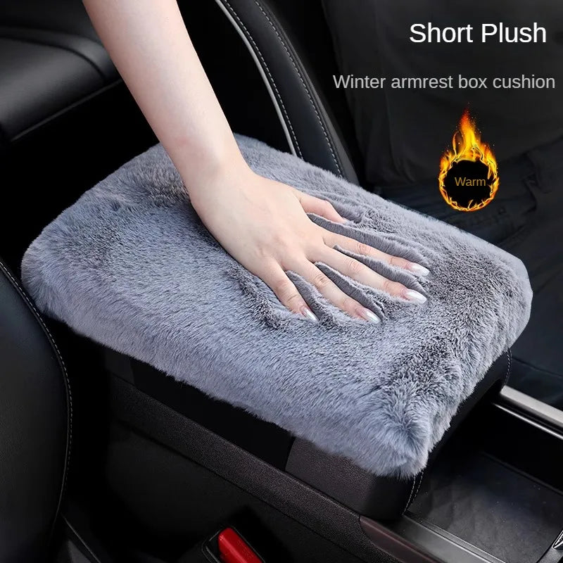 New Winter Soft Plush Car Armrest Box Pillow