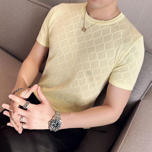 style men's ice silk knit t-shirt