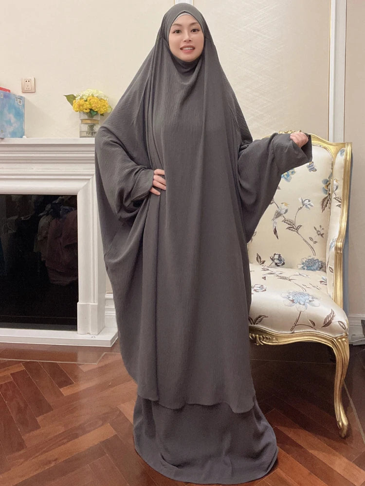 RETAL STYLE Jilbab 2 Piece Set Extra-Long Overhead Abaya + Sleeveless Dress Islamic Clothing