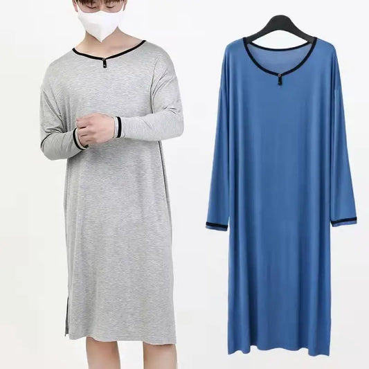 Men Pajama, Night Dress Thin Long-sleeved, Spring Nightgown Men's , Home wear Bathrobe