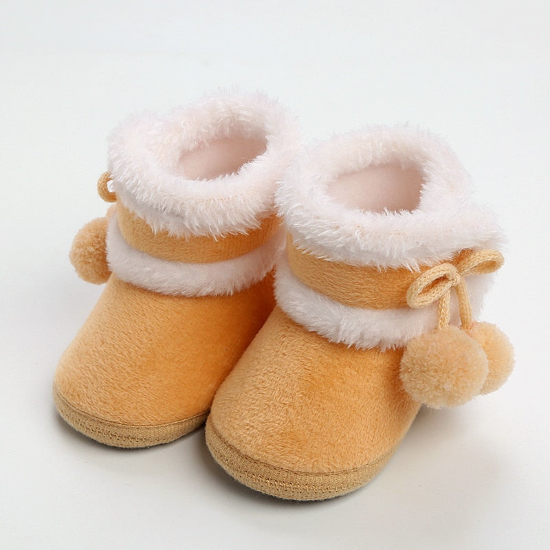 Newborn Baby Girls Boys Soft Booties Solid Pompom Snow Boots Infant Toddler Newborn Warming Shoes New Fashion Comfortable Shoes