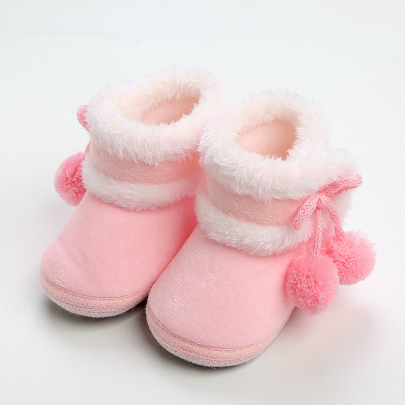 Newborn Baby Girls Boys Soft Booties Solid Pompom Snow Boots Infant Toddler Newborn Warming Shoes New Fashion Comfortable Shoes