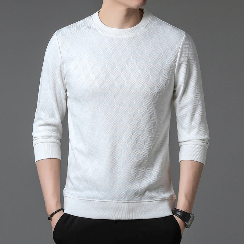 Men's Spring and Autumn Solid Color Loose O-Neck Pullover Sweater