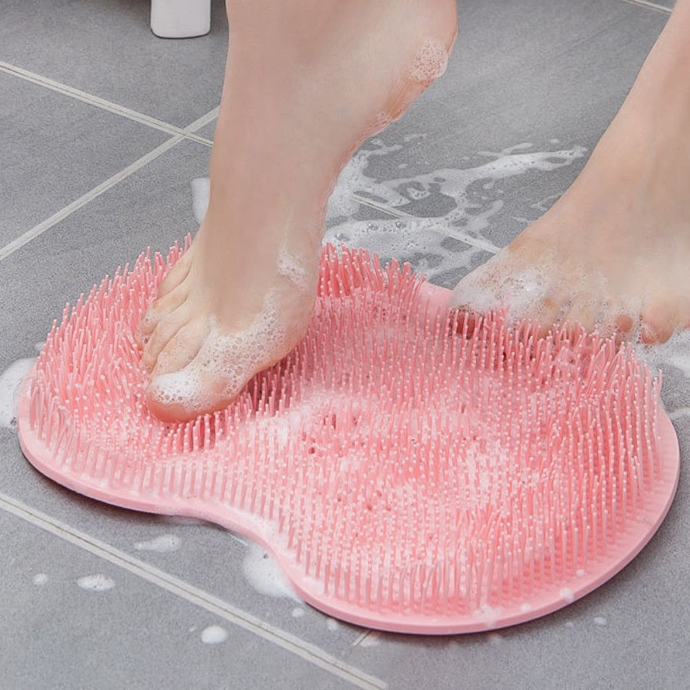 Shower Massage Scraper Bathroom Non-slip Bath Mat Back Massage Brush Silicone Foot Wash Body Cleaning Bathing Tool