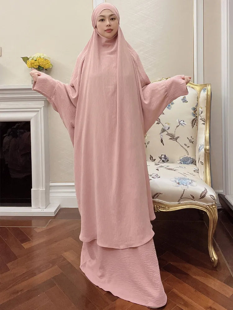 RETAL STYLE Jilbab 2 Piece Set Extra-Long Overhead Abaya + Sleeveless Dress Islamic Clothing