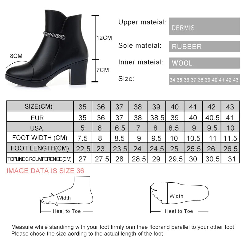 New Women's Winter Boots Wool Non-slip High Heels Warm Women's Snow Boots