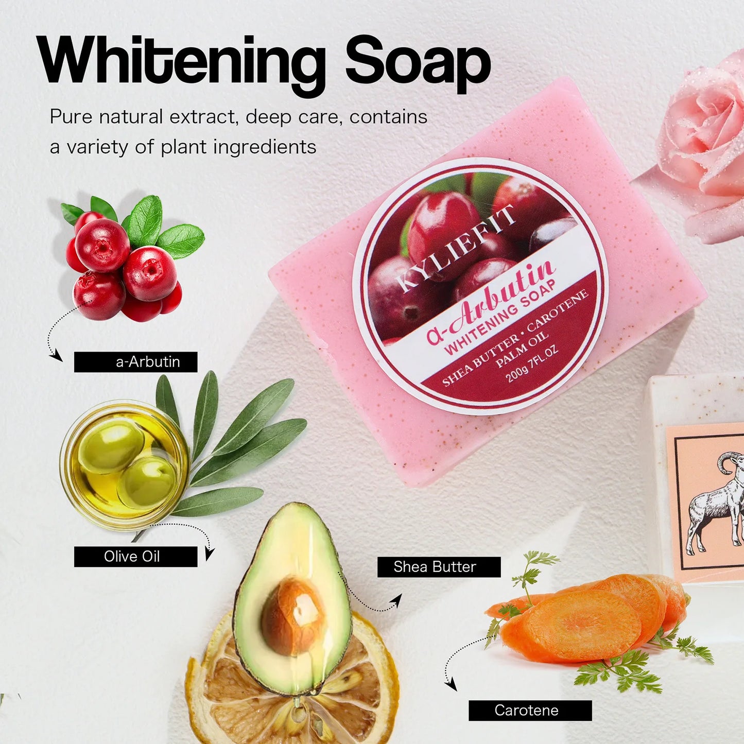 Whitening Soap Bar for Face & Body, Brightening Soap, Wash for Dark Spots, Intimate Areas, Underarms, Cleanses Skin