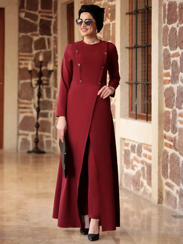 RETAL STAYL turkey muslim ,2 piece set women abaya long dress and pants outfits ,suits islamic clothing