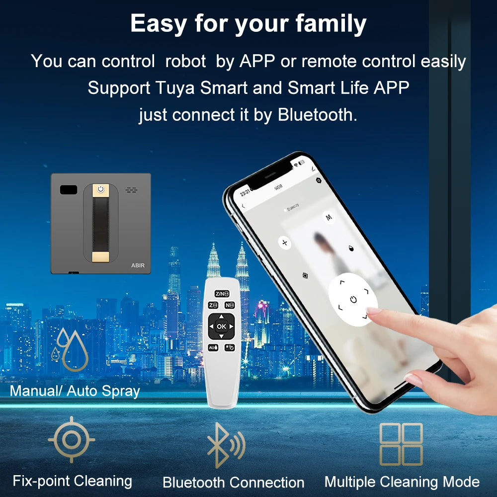 Artyshop Smart Home Glass Wall Wet Dry Cleaning ,APP&Remote Control