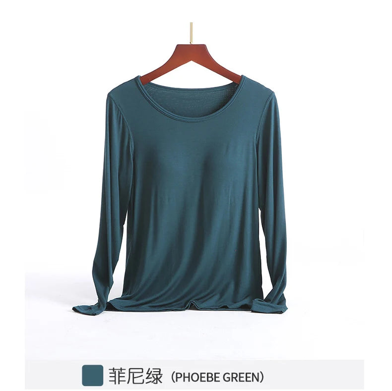 Spring and autumn new long-sleeved ,pajamas with chest pad home service bra integrated ,autumn home base inner wear for women