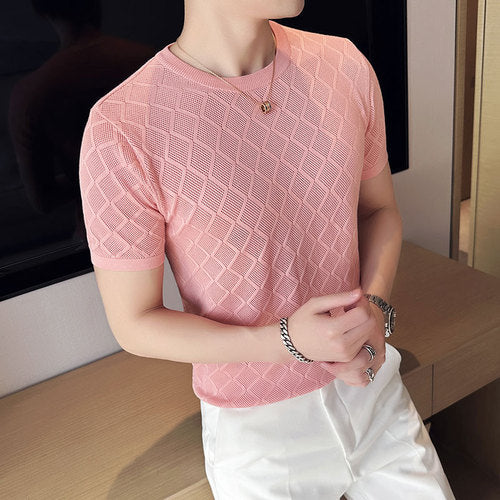 style men's ice silk knit t-shirt