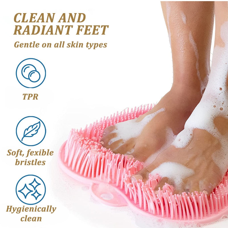 Shower Massage Scraper Bathroom Non-slip Bath Mat Back Massage Brush Silicone Foot Wash Body Cleaning Bathing Tool