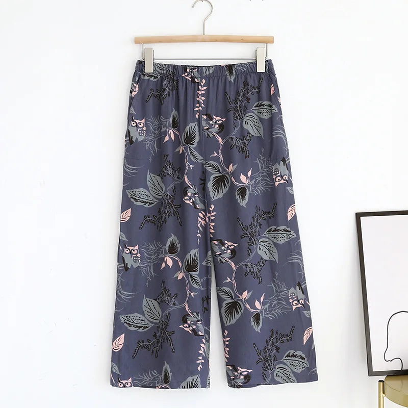 Summer new women's 100% viscose, pajama pants cropped pants thin loose wide leg pants ,home pants pajama plus size cute shorts