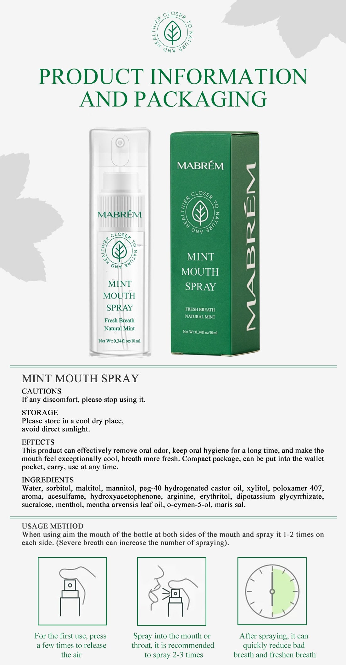 Mint mouth freshener clean mouth remove smoke odor eliminate bad breath air freshener mouth freshener